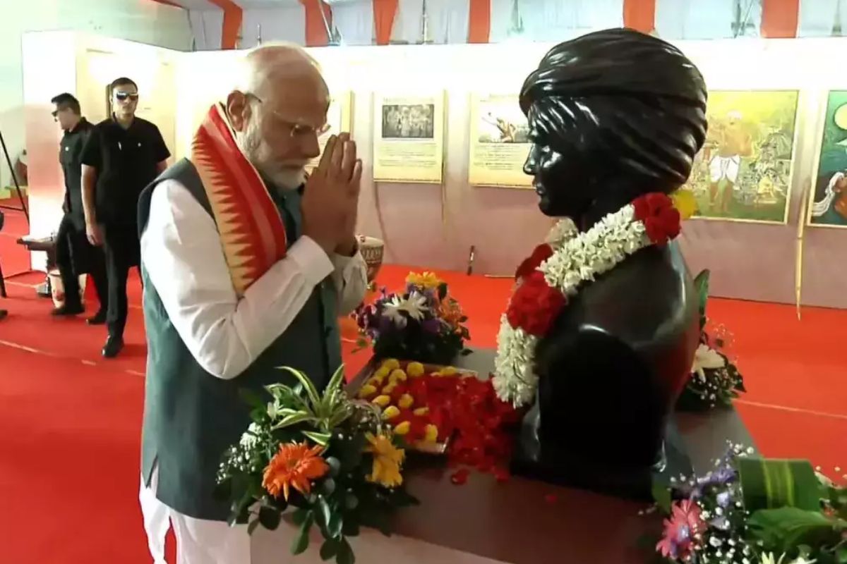 Prime Minister Narendra Modi Pays Tribute To Birsa Munda On His birth Anniversary, In Jamui, Bihar.