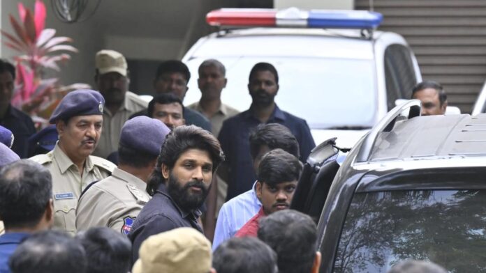 Allu Arjun before police