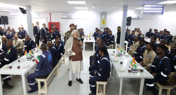 PM Modi Meets Indian Expats At Labour Camp In Kuwait